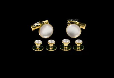 NEW Gold Pearl White Tuxedo Cuff Links Shirt 4 Studs Formal Set Tux TUXXMAN • $9.95