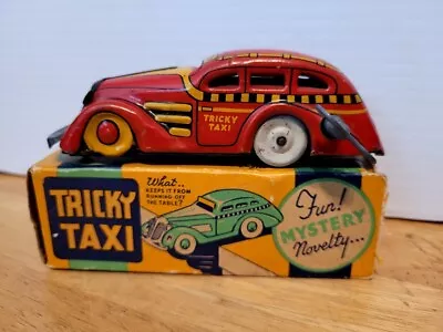 VERY NICE VINTAGE 1930'S MARX RED TIN LITHO WIND UP TRICKY TAXI With BOX • $125.96