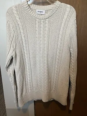 Goodfellow Men’s Tan Crewneck Sweater Medium Pullover Fisherman Cable Knit • $22.50