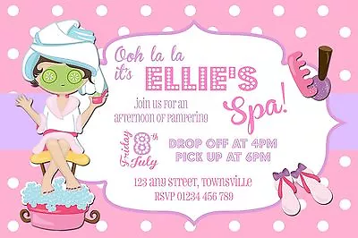 £5.99 • Buy Spa Party Invitations, Pamper Makeover Sleepover Birthday, 10 Personalised
