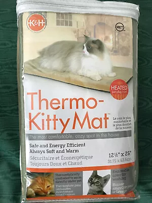 KH3293 K&H Pet Products Heated Indoor Soft Kitty Cat Bed Mat Sage 12.5  X 25  • $35