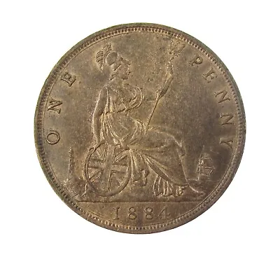 Victoria 1884 Bronze Bun Head Penny - Gef • £80