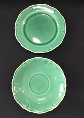 Set Of Bread & Butter Plate & Saucer-Mt Clemens Green Petalware • $25