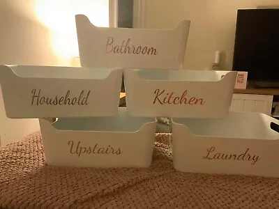 4 X Custom Decal Stickers  IKEA Wham Caddy Storage Choice Of Words & Colour X • £3