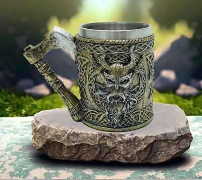 Valhalla Tankard Viking Axe Handle Warrior Stein Decoration Norse Mythology • $31.02