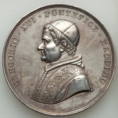 Vatican Silver Medal  - Pope Gregory XVI - NGC UNC Details - RARE • $890