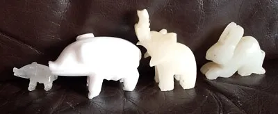 Vintage Retro Carved Marble Onyx Animals Figurines - Pig Rabbit Elephant • £9.99