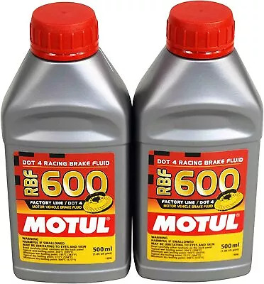 Motul Brake Fluid Rbf 600 Factory Line Synthetic Dot 4 Racing 500ml - Set Of 2 • $35.40