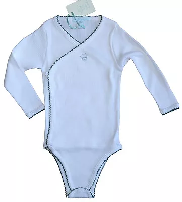 Marie Chantal Picot Trim Ribbed  One Piece Wrap Bodysuit Various Sizes SP £28 • $16.16