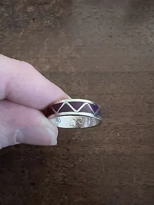 Navajo Purple Spiny Oyster  Band Ring Zuni Size 10 Native American Nice Sterling • $29.99