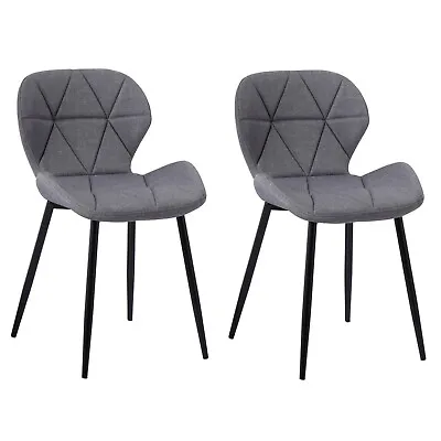 2x Living Dining Room Diamond Pattern Cushioned Padded Designer Chair Fabric PU • £66.99