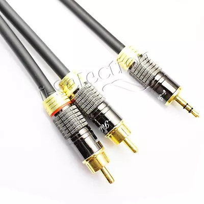 0.5m Premium 3.5mm To 2 RCA Subwoofer Cable Stereo Audio Gold Plated Metal Shell • $24.99