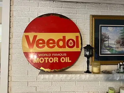 Rare Vintage Antique Veedol Atomic Drop World Famous Motor Oil Sign 30  DS • $499.95