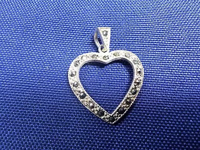 Grandma Grabe's Beautiful Vintage 925 Sterling Silver Marcasite Heart Pendant • $0.75