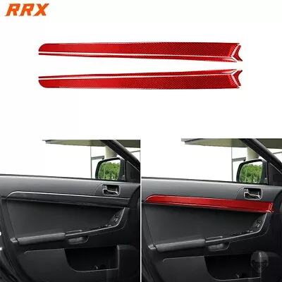 6Pcs Red Carbon Fiber Interior Door Panel Cover For Mitsubishi Lancer EVO 08-15 • $34.99