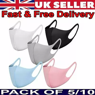 Face Mask Washable Breathable Reusable Adult Mouth Protection Cover 10 Pack UK • £4.45