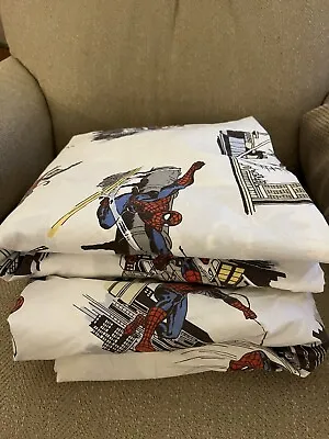 Pottery Barn Kids MARVEL'S SPIDER-MAN Full Double Sheets Sheet Set Cotton • $38