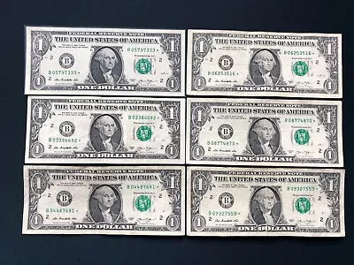 (6) 2013 B (ONE DOLLAR) DUPLICATE  *STAR* NOTE BILLS W/ 1 UNCIRCULATED • $200