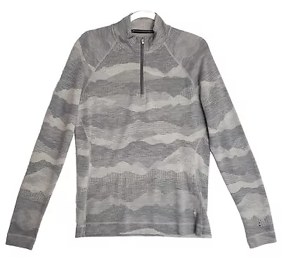 SMARTWOOL Womens Merino 250 Thermal Base Layer 1/4 Zip Top - GRAY MOUNTAIN • $39