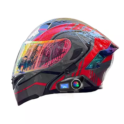 Flip Up Bluetooth Motorcycle Intercom Helmet With Wireless Bluetooth Headset DOT • $106.68