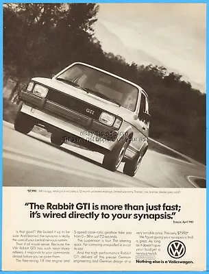 1983 VW Rabbit GTI German Sports Coupe Precise Engineering Vintage Photo Ad • $9.44