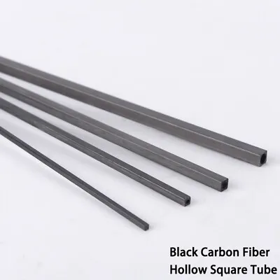 Black Carbon Fiber Square Tube Pipe With Round Hole Pole 1mm - 5mm Hollow Tube • £1.19