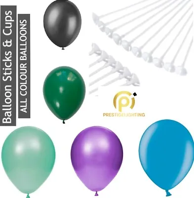 Balloons Latex Helium 10 Pcs Cups Sticks Quality Party Birthday UK Fast&Free • £3.99