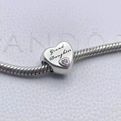 Pandora Charm Silver Grand Daughter Heart Charm Pink Stone S925 ALE • £19.99