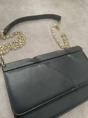 Zara Clutch Bag Black Gold Chain Crossbody New No Tags • £12.99