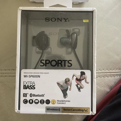 $100 • Buy Sony WI-SP600N Noise Cancelling Bluetooth Extra Bass Headphones Black Brand New