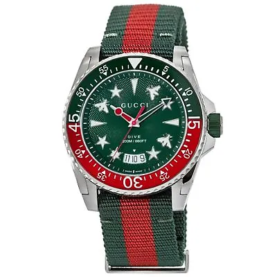 Gucci YA136339 Men's Dive Green Dial Quartz Watch • $695