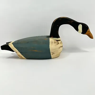 Vintage Hand Carved Wood Decoy Canada Goose Decor Primitive Folk Art 16.5  Long • $84