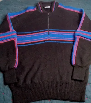 Vintage Meister Wool Blend Knit Sweater 1/4 Zip Striped Men's Size M • $25.49