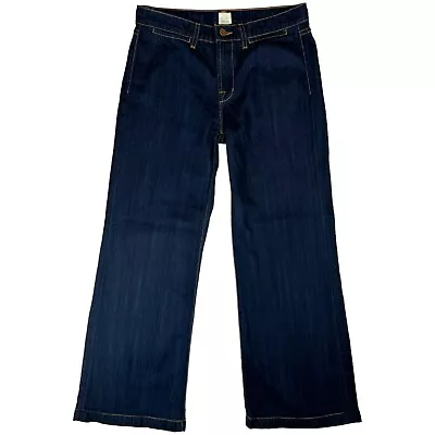 J Brand Womens Wide Leg Crop Jeans Size 26 Dark Indigo Brown Stitch 30x27.5 EUC • $28.44