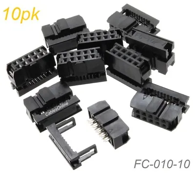 10-Pack 10-Pin Female IDC 2.54mm Pitch Connectors For Flat Ribbon Cable • $5.90