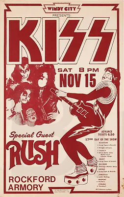 $19.95 • Buy 1975 KISS, Rush Rockford, Illinois Concert Poster 13 X 19  Photo Print