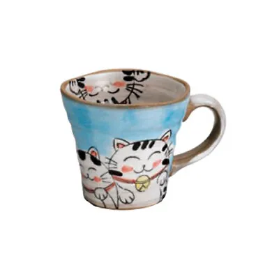 Mug - Maneki-neko Lucky Cat - Mino Yaki Ware Ceramic Teacup Yunomi • $25.99