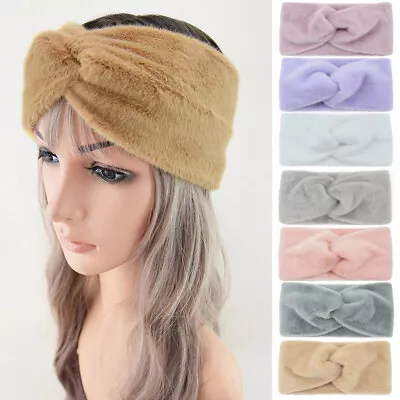 Ear Warmer Hairband Imitation Mink Fur Cross Headbands Plush Elastic Hair Band • $0.99