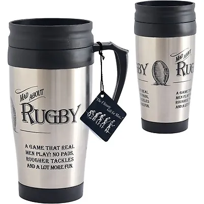 Mad About Rugby Thermos Travel Mug Sports Gift Idea  • £7.19