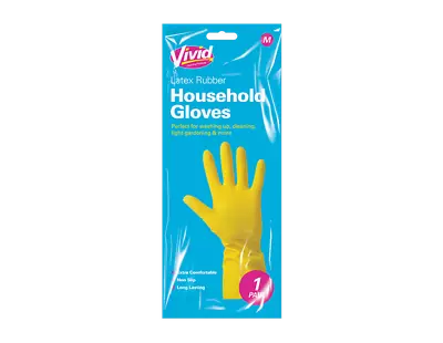 Household Rubber Gloves Non Slip Long Sleeve Washing Up Cleaning Yellow 1 Pair • £2.99