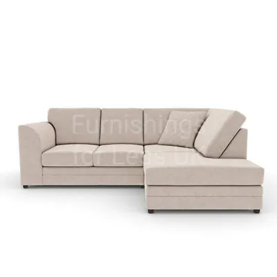 £599 • Buy Beige Cream Corner Sofa L Shape Fullback Highback Cushions Quilted NEW