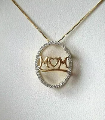 Mother Day Gift MOM Pendant 1Ct Round Lab Created Diamond 14K Yellow Gold Plated • $70