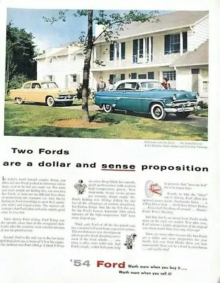 1954 Ford Automobile Vintage Print Ad A Dollar And Sense Proposition  • $8.99