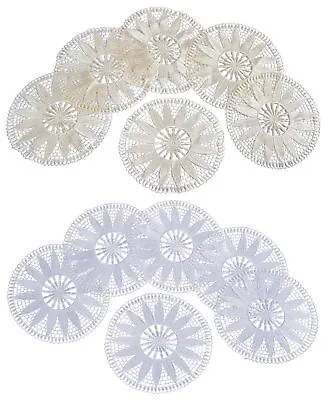 £3.99 • Buy Pack Of 6 Floral Lace Round Doilies Coasters Traditional Home Table Doyley Mats