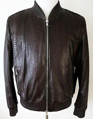 $13450 FREDO FERRUCCI Brown 100% Genuine Python Leather Jacket Size 54 Euro XL • $2995