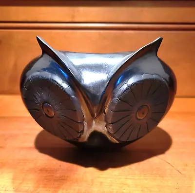 Signed Hugo Macias Mata Ortiz Black Figural Owl Pot • $122