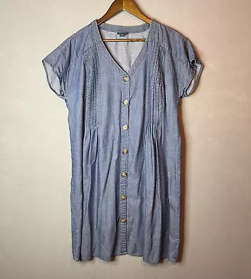 J. Jill Denim Womens Linen Blend Pleated Front Button Cottage Peasant Dress L • $9