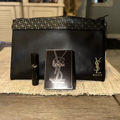 YSL Beauty /Wristlet /Clutch /pouch/ Makeup /cosmetic Bag!!!+ Opium SampleLash • $27.98