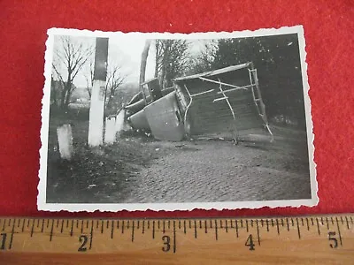 World War 2 WW2 Original Photo European Detailed. German Army Crashed Truck #92 • $3.73