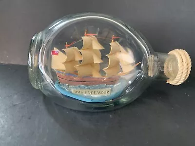 Vintage HMS Endeavour Ship In A Bottle Research Vessel Capt. Cook's England • $23.02